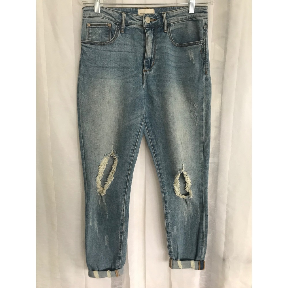 Gilded Intent Womens High Rise Ankle Skinny Distressed Jeans Light Wash Size 29